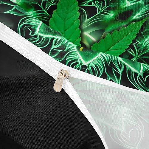 Miniatura 6 de Erosebridal Funda de edredón de hojas de cannabis, juego de ropa de cama de hojas de marihuana para niños, niñas y adolescentes, funda de edredón de