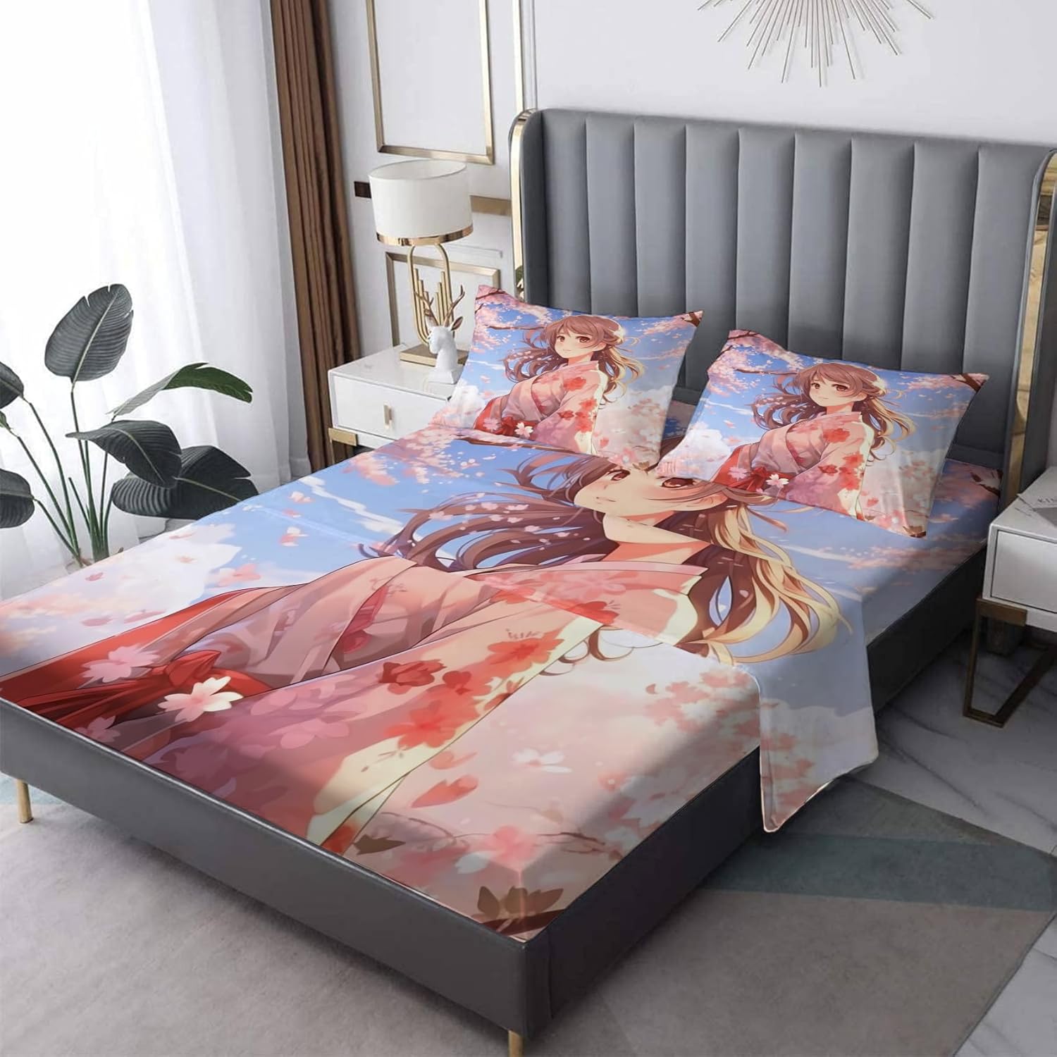 zcsm Anime Girl Sheets Queen Size Japanese Bed Sheets