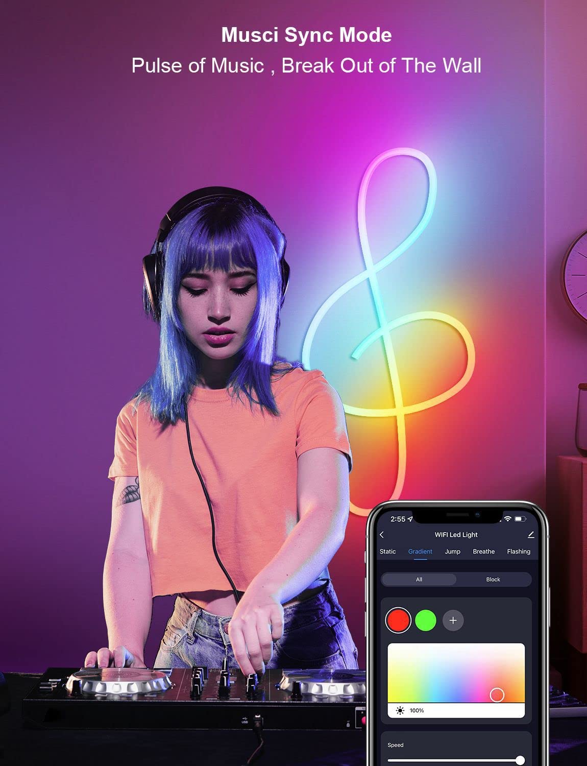 DOODZY Neon Rope 3M Tira LED de Neón de Silicona Control WiFi, 16 Milliones de Color RGBIC Impermeable IP67 para Habitación Gaming, TV y Dormitorio Funciona con Alexa y Google Assistant (3M)