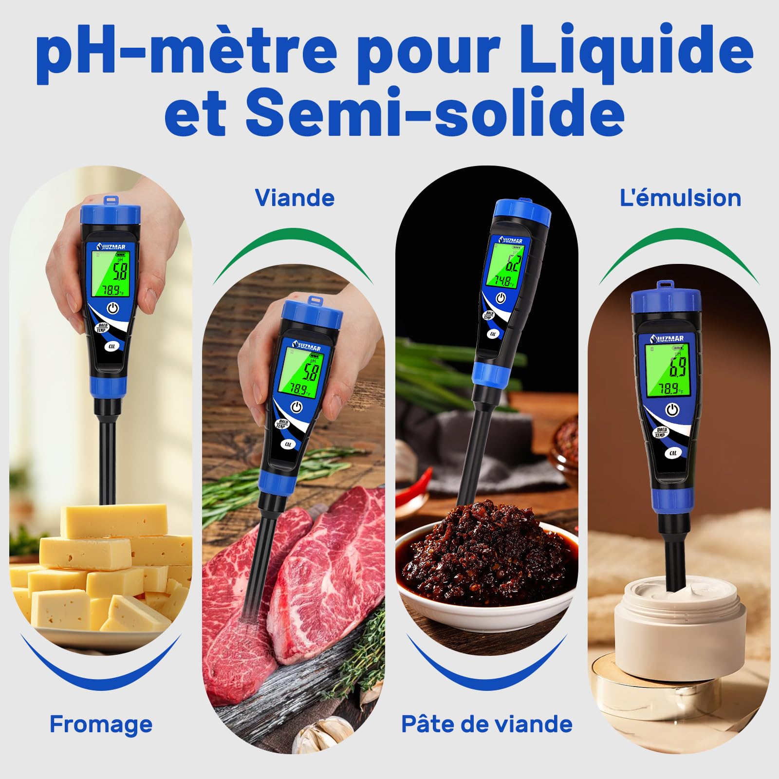 UIUZMAR Testeur de pH du Sol, Testeur de pH Électronique pour Plantes, Probateur de pH du Sol, Testeur de pH Numérique pour Terre et Eau, Hydroponie