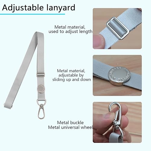 Miniatura 7 de BOKOVNGEE Soporte para tarjetas de identificación con cordón de nailon negro de longitud ajustable y llavero de metal, soporte vertical de piel de