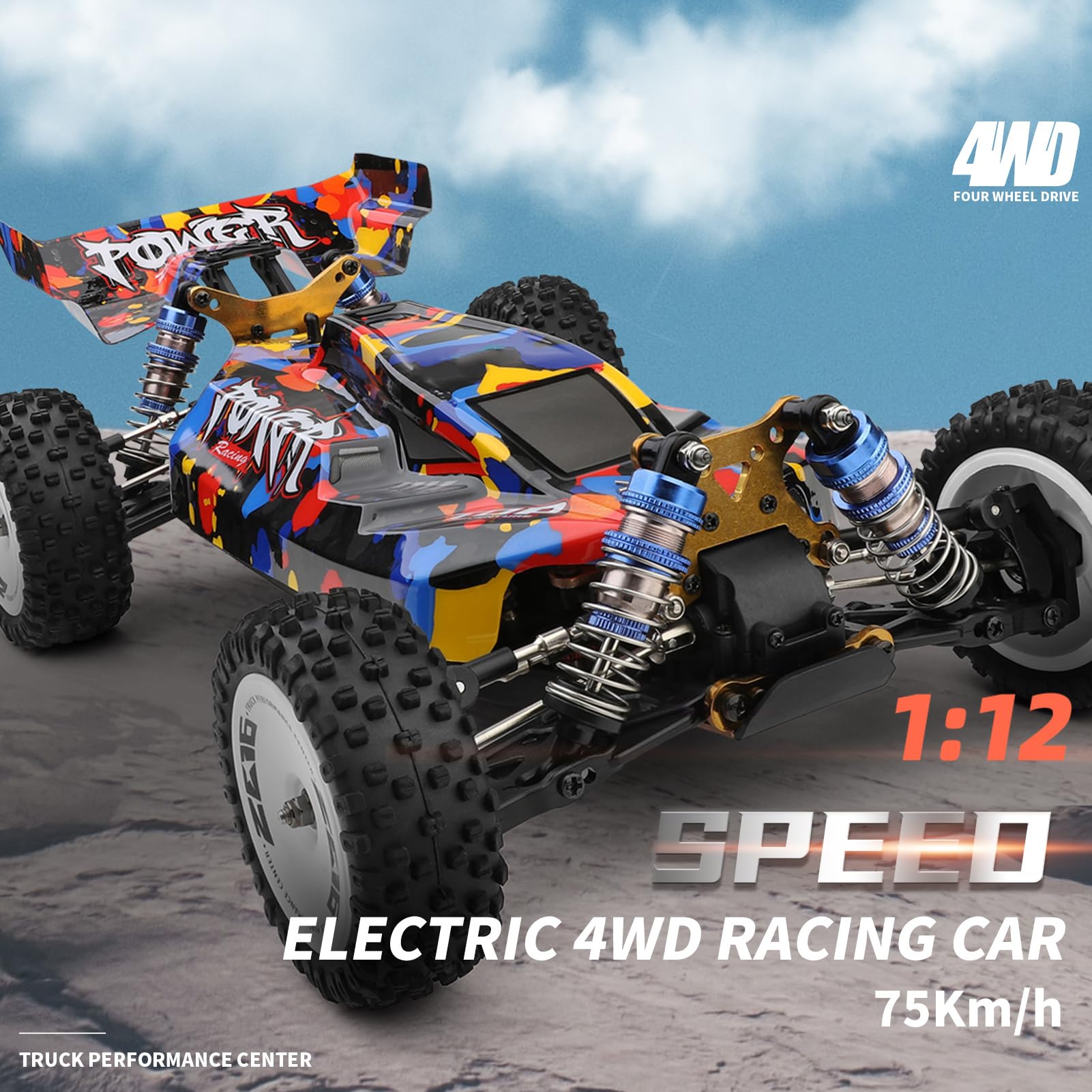 Homgoday Auto telecomandata 1/12 2,4 GHz 75 km/h Alta velocit¨¤ Fuoristrada Camion Motore brushless Telaio in Metallo 4WD Veicolo da Corsa Arrampicata Auto Regali per Bambini Adulti