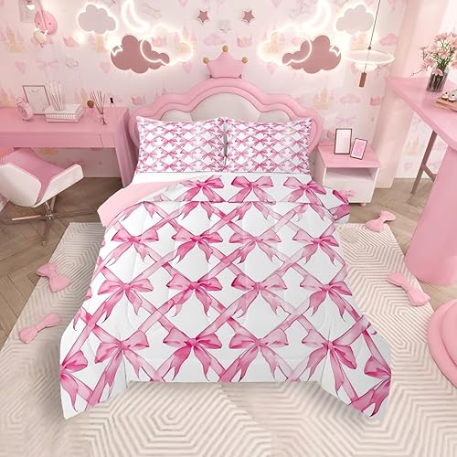 jejeloiu Watercolor Bow Bedding Set Queen Size Bowkont Duvet