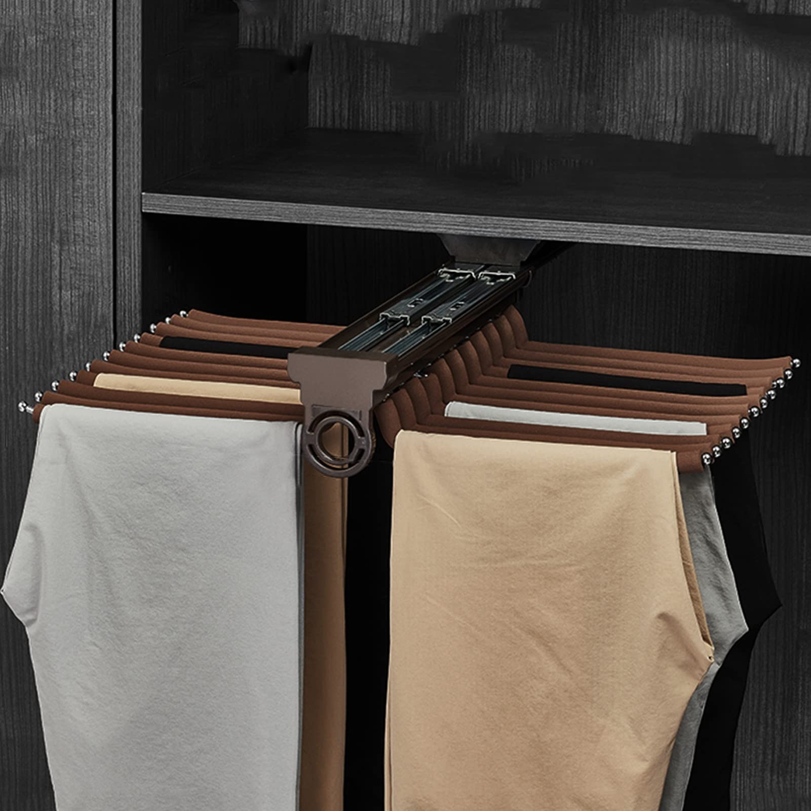 Organisateur de pantalons réglable coulissant - Tringle extensible double rail 37kg