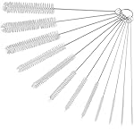 Straw Cleaner Brushes Sets, 12 Pieces 8.2 Inch Botthle Cleaning Brush and Nylon Tube Brush Brush Kit for Sippy Cup, Tumbler, Water Bottle, Drinking Straw (White)