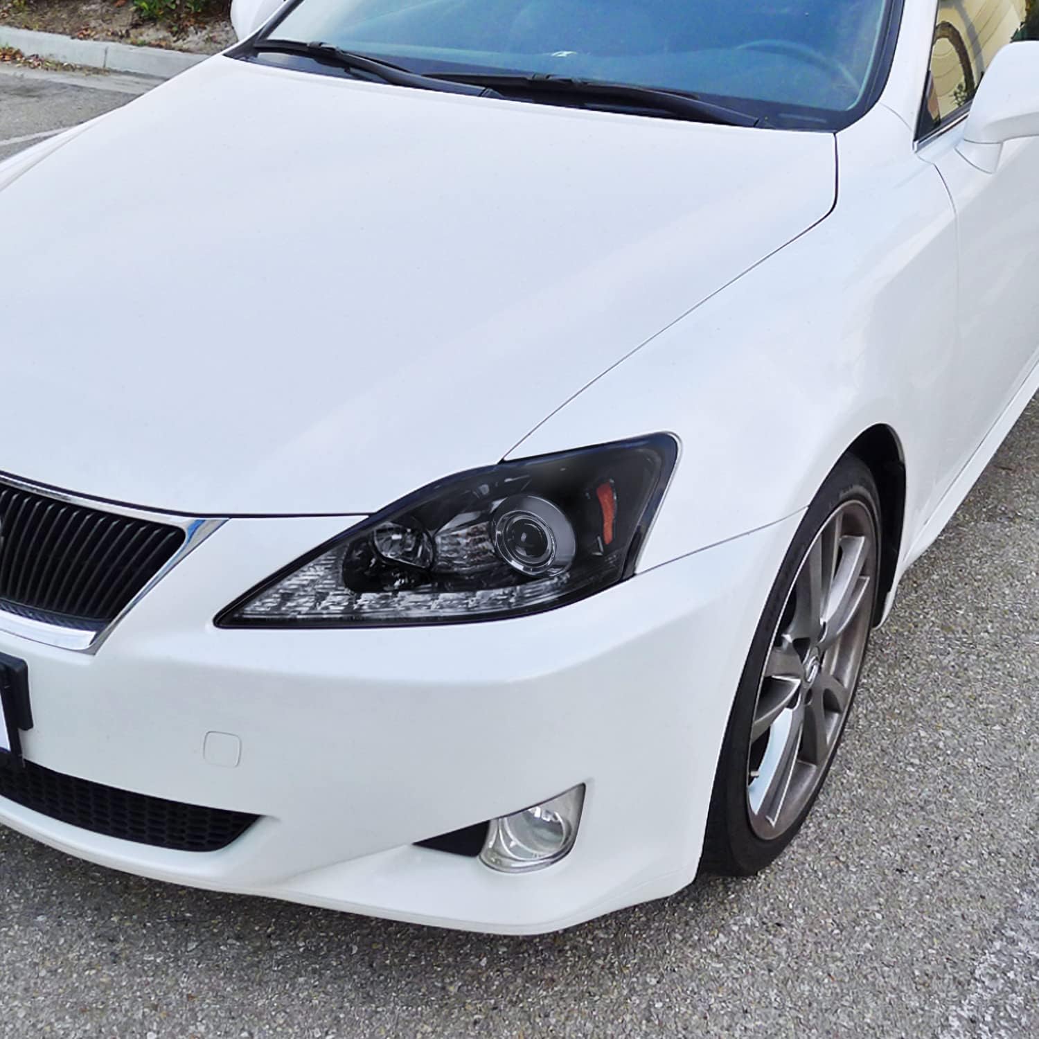 SPEC-D TUNING Glossy Black Smoke Projector Headlights w/Sequential LED Compatible with 2006-2010 Lexus IS250 IS350, Left + Right Pair Headlamps Assembly