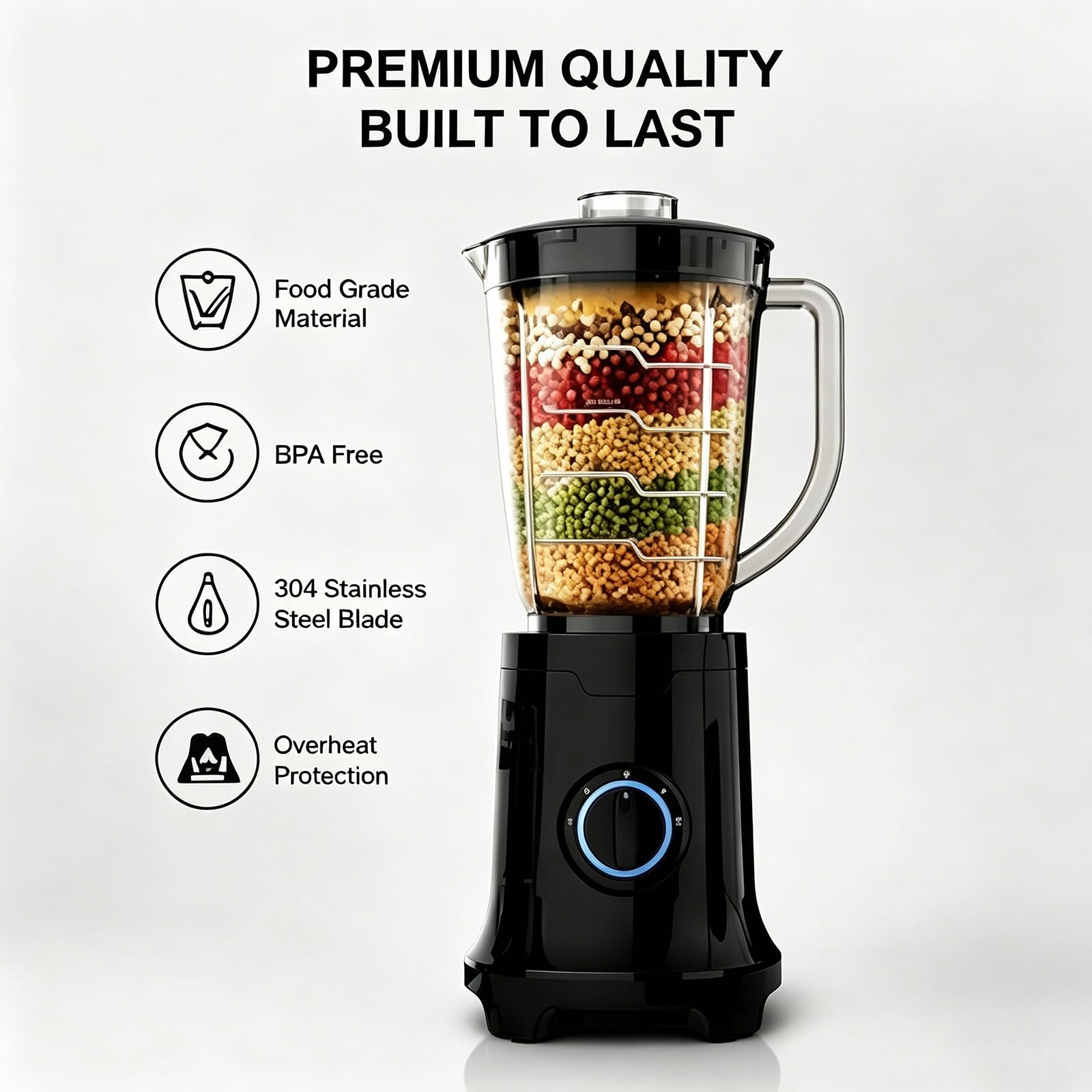Frullatore E Robot Da Cucina Compatto 4-In-1, Spremiagrumi Portatile Da 400w for Smoothie, Tritacarne E Macinacaffè, Caraffa 0,8 L for Frullati, Tritatura E Macinatura Di Frutta Secca