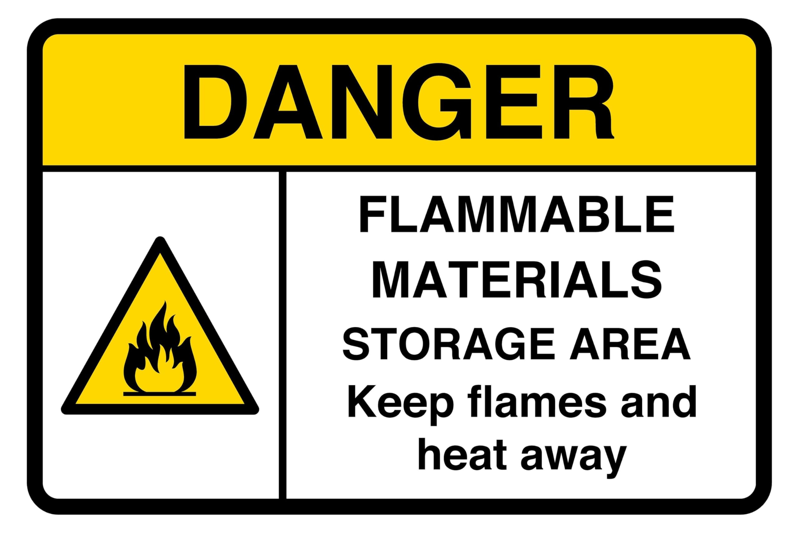Safety First Display Ltd Yellow/Black Danger Flammable Materials Sign- 3Mm Aluminum Dibond High-Visibility And Durability For Indoor/Outdoor Usage (600Mm X 400Mm) Ensures Safety Within 20M Viewing Distance.