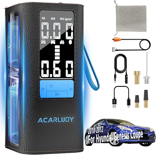 Compresor de aire portátil para neumáticos de automóvil, inflado 3 veces más rápido, apto para Hyundai Genesis Coupe 2010-2012, batería de 6000 mAh,