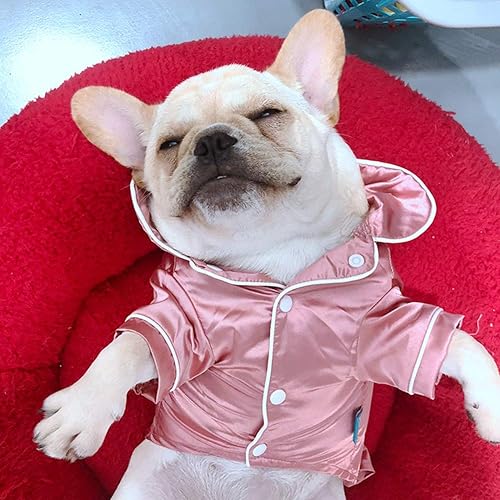 Miniatura 10 de Mallyu Suministros para mascotas Ropa para mascotas Pijama de Bulldog Francés de Seda Suave Pijama para Perros Pequeños Shih Tzu Cachorro Gato Ropa