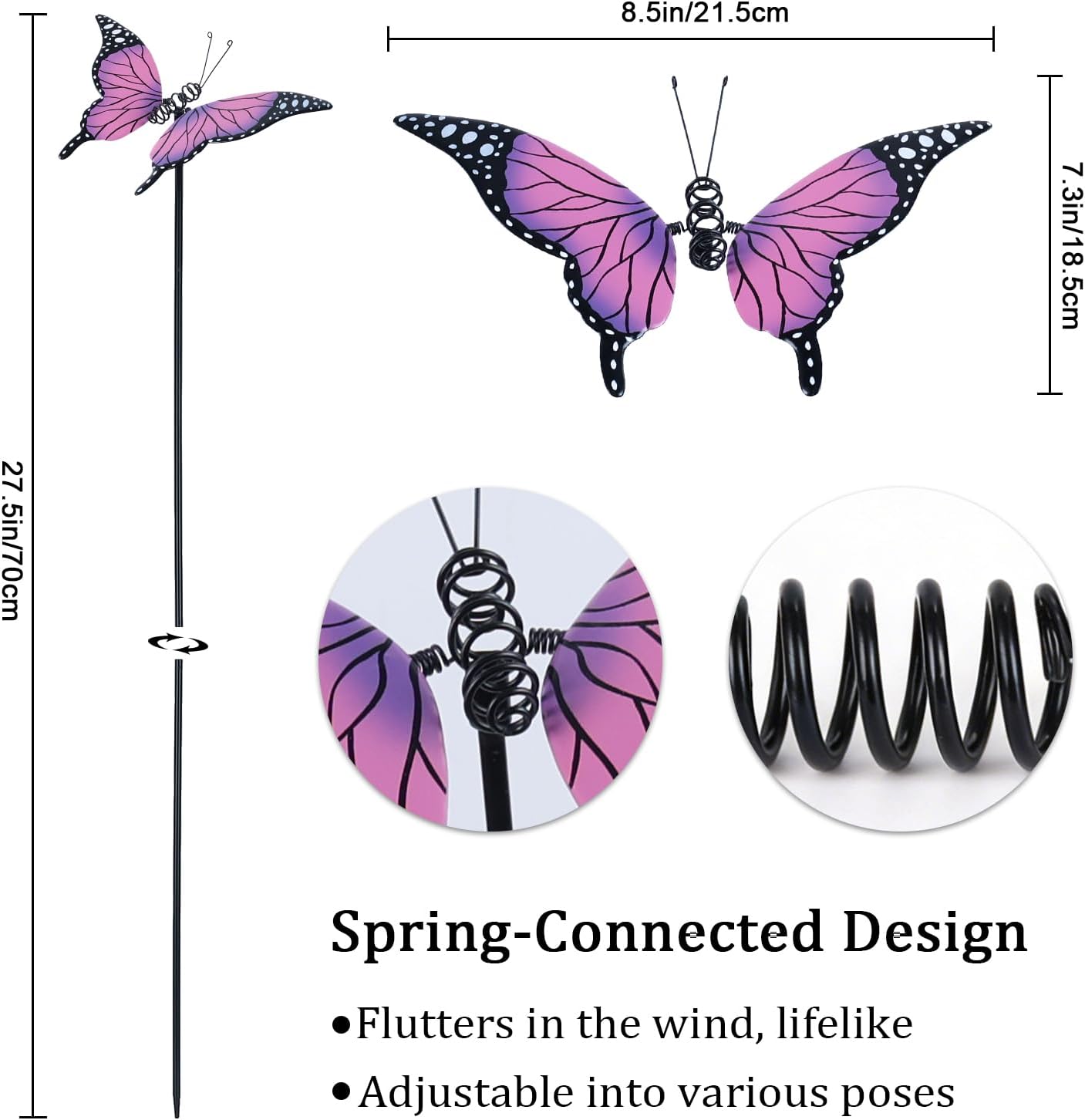 hogardeck Garden Decor for Outside, Set of 4 Metal Butterfly Decorative Garden Stakes for Spring Decor, Yard Art Garden Decorations for Outdoor Lawn Pathway Patio HGMD-2252 thumbnail 3
