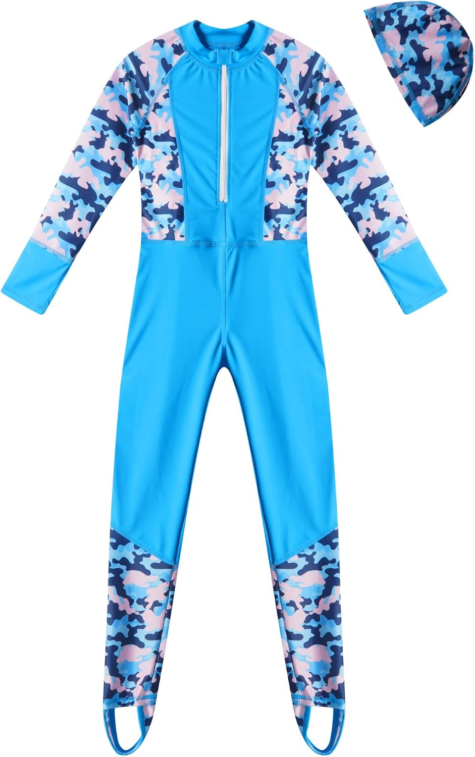 Kids Girls Boys Full Body Swimsuit Wetsuit One Piece Water Sports UV Protection Rash Guard UPF 50+ Blue 6 Years