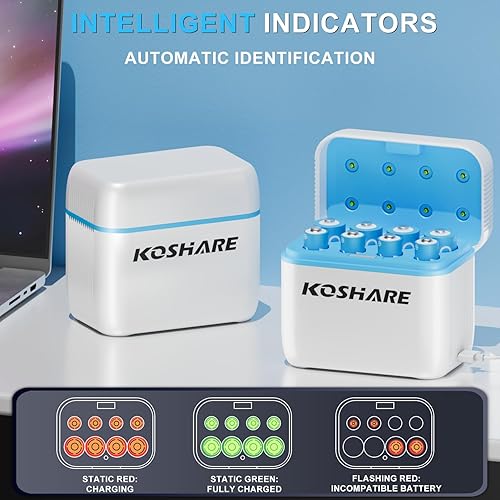 Miniatura 6 de Baterías recargables AA y AAA con cargadores, 16 unidades, baterías Ni-MH de 1.2 V con 8 pilas AA de 2800 mAh y 8 pilas AAA de 1100 mAh, precarga