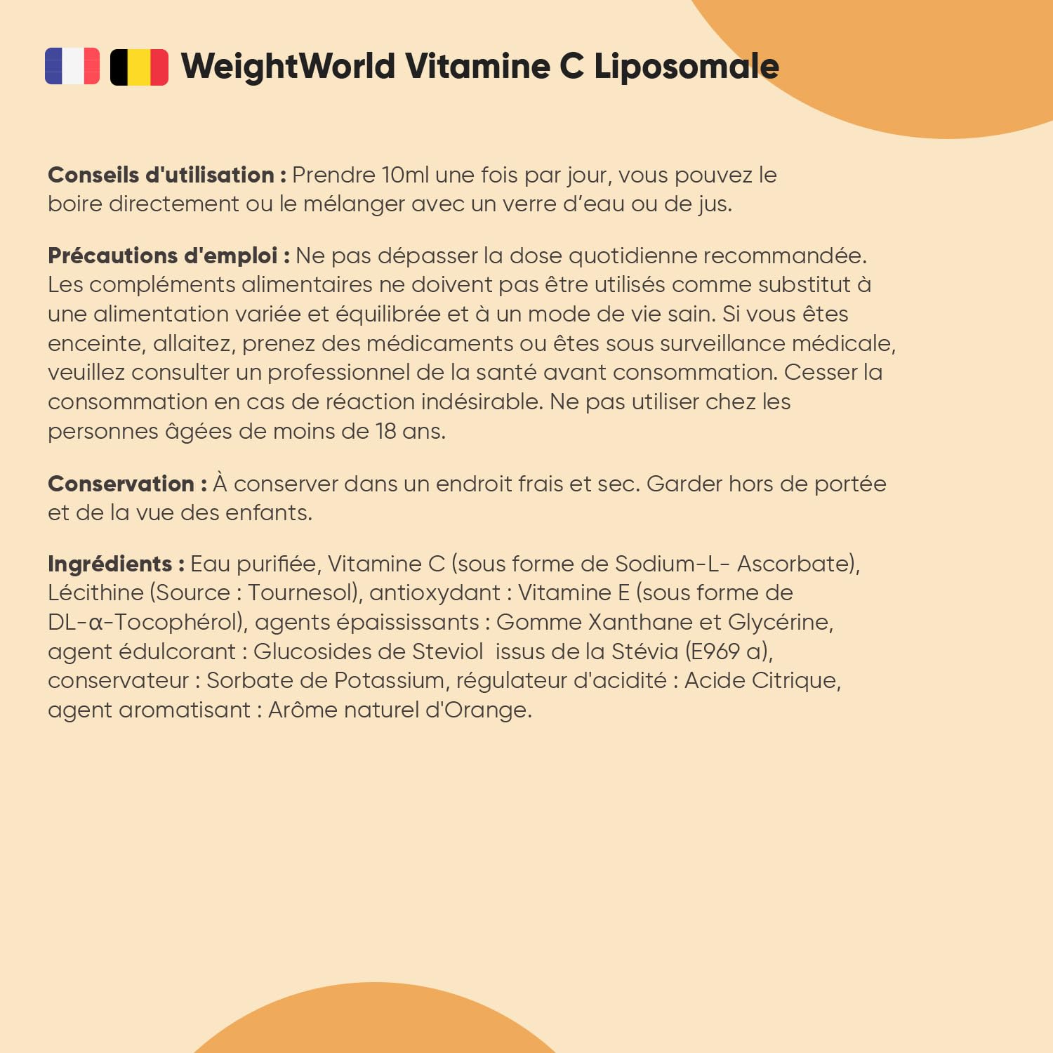 Vitamine C Liposomale 1000mg Liquide Vegan 250ml sans Sucre - Vitamine C Liquide Liposomale en Format Sirop Arôme Nautrel d'Orange - Vit C sans OGM avec Bouchon Doseur