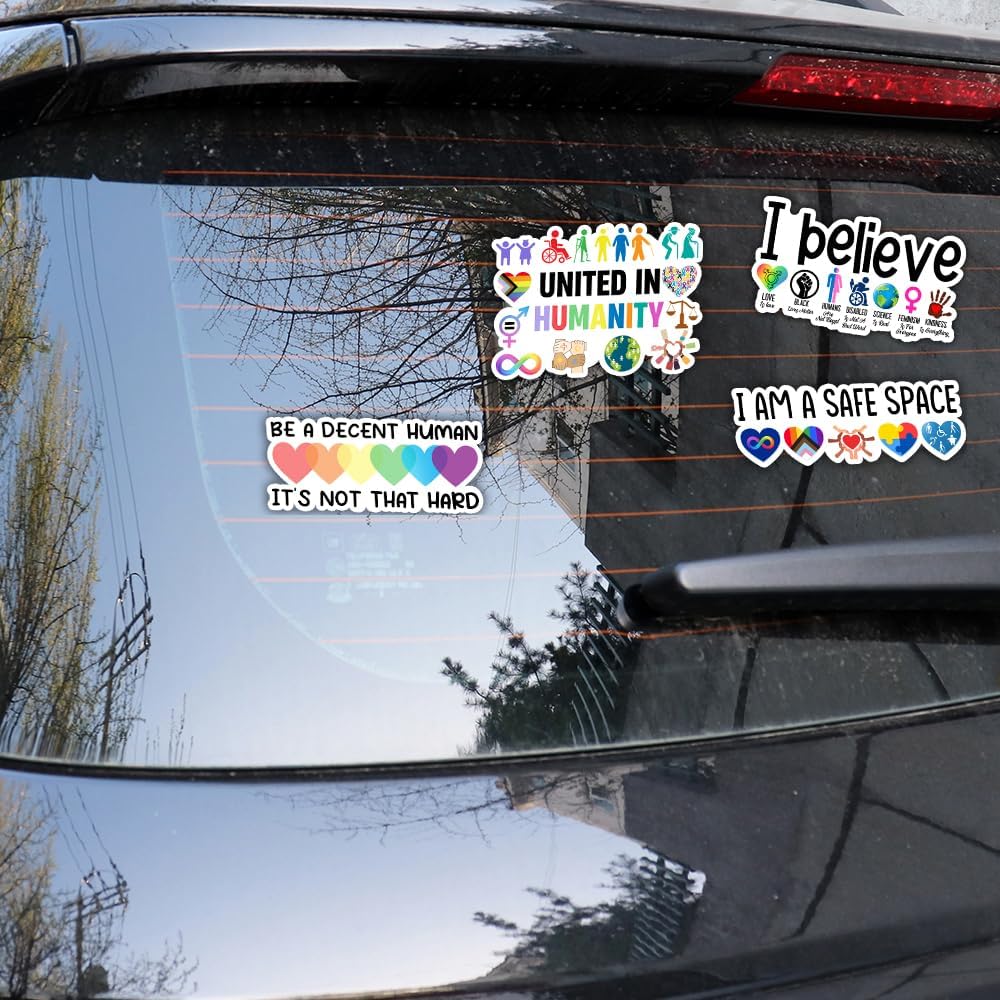 (12pcs) Equality Sticker Disability LGBTQ+, Transgender, Women, Human Rights Sticker Feminist Safe Space Gifts Social Justice Gay Pride Decorations Water Bottle Helmet Car Window Laptop Tumbler image 3