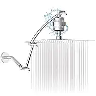 Filtered Shower Head with Adjustable Extension Arm, Rain High Pressure Showerhead with 20-Stage Shower Filter for Removing Chlorine and Harmful Substances (10 Inch, Chrome Finish)