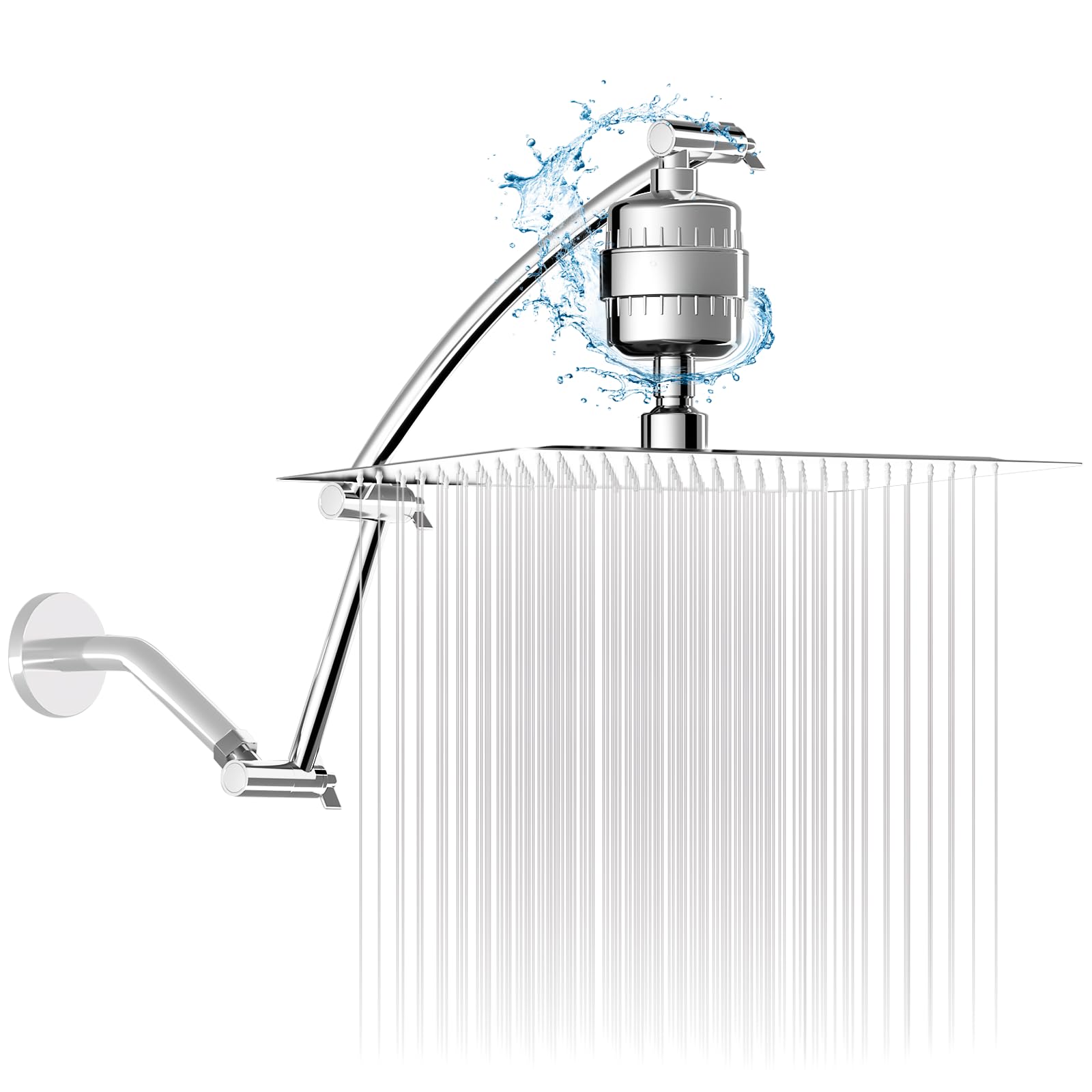 Pommeau de douche haute pression 25,4 cm avec filtre et bras réglable