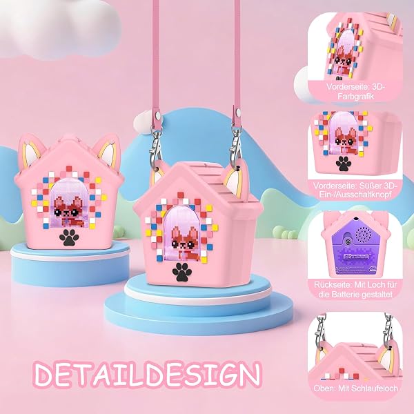 Compatible con Bitzee Doghouse, funda de silicona con correa, resistente a los golpes y a los arañazos, material de silicona suave y segura, ideal para niños (rosa) - 4