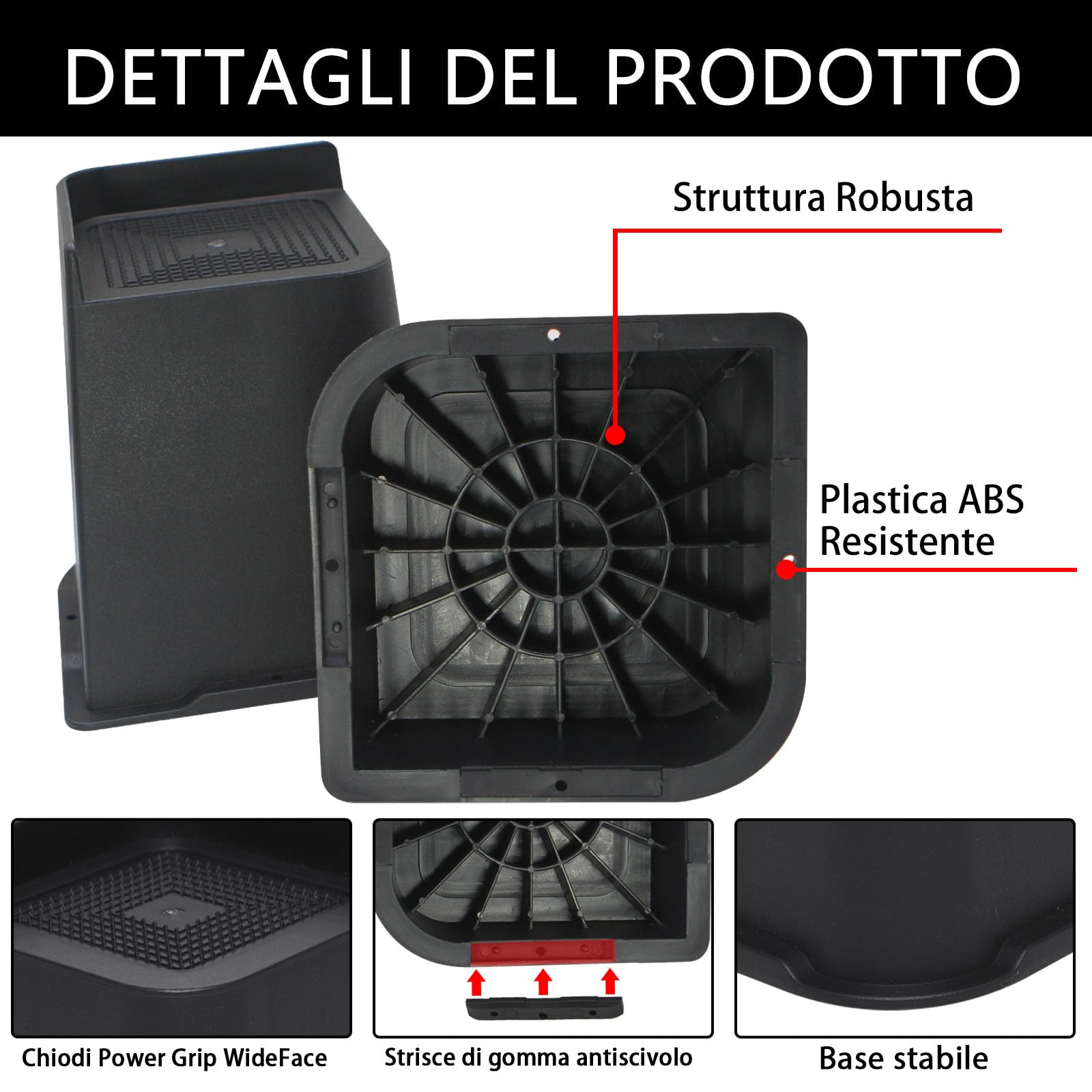 MYMULIKE Alzate per Letti 5,1 cm, 7,6 cm, 10,2 cm, 15,2 cm o 20,3 cm per Uso Intensivo Rialzi per Mobili, Fino a 2721,6 kg Design a Forma di L Blocchi Sollevatori per Letti per Divano, Scrivania