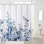 Fabric Shower Curtain, Watercolor Leaves Plant with Floral Bathroom Shower Curtain, Mildew Resistant, Weighted Hem, Boho Shower Curtain with 12 Hooks, Long Shower Curtain, 72''x72''