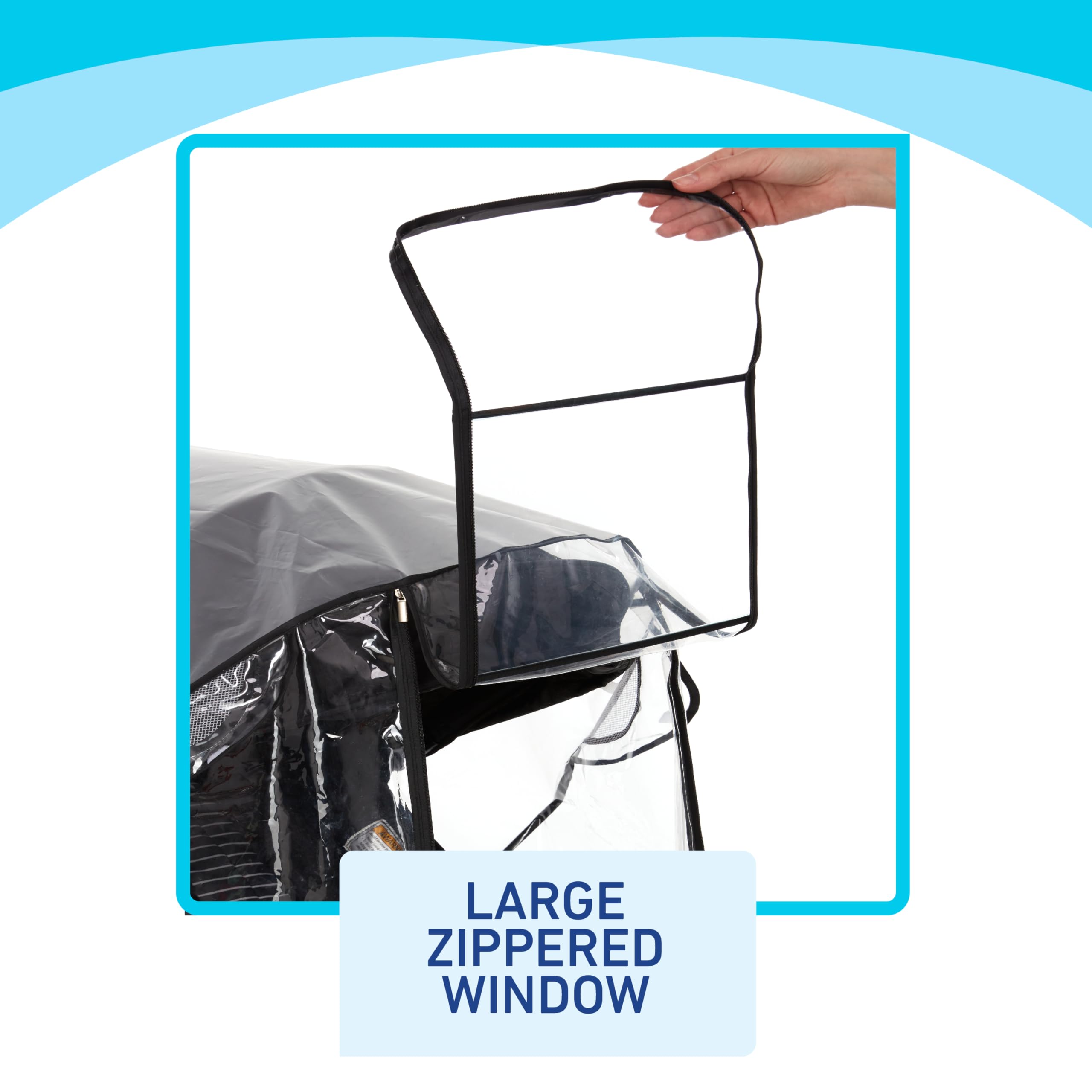 Graco Protection contre les intempéries universelle de luxe avec fenêtre à fermeture éclair pour bébé, taille universelle pour s'adapter à la plupart des poussettes, imperméable, coupe-vent