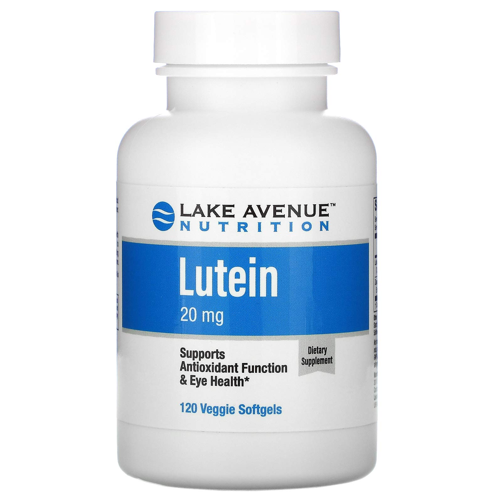 Lake AvenueNutrition Lutein,20mg, Supplement,120 Veggie Softgels