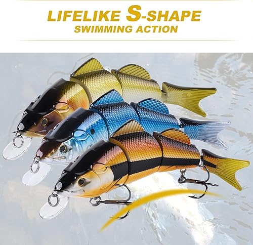 Miniatura 2 de Goture Señuelos de pesca de lubina, cebos de natación multiarticulados para pesca de lubina, cebo de natación de hundimiento lento, señuelos de