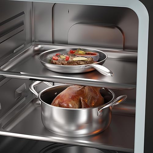 Miniatura 9 de COOKER KING Juego de utensilios de cocina de acero inoxidable, juego de ollas y sartenes antiadherentes, utensilios de cocina de cerámica híbrida,