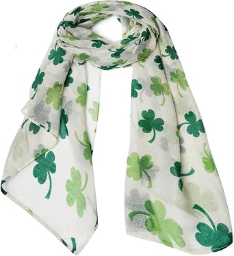Women Shamrock Scarf St. Patricks Day Irish Lightweight Sunscreen Scarves