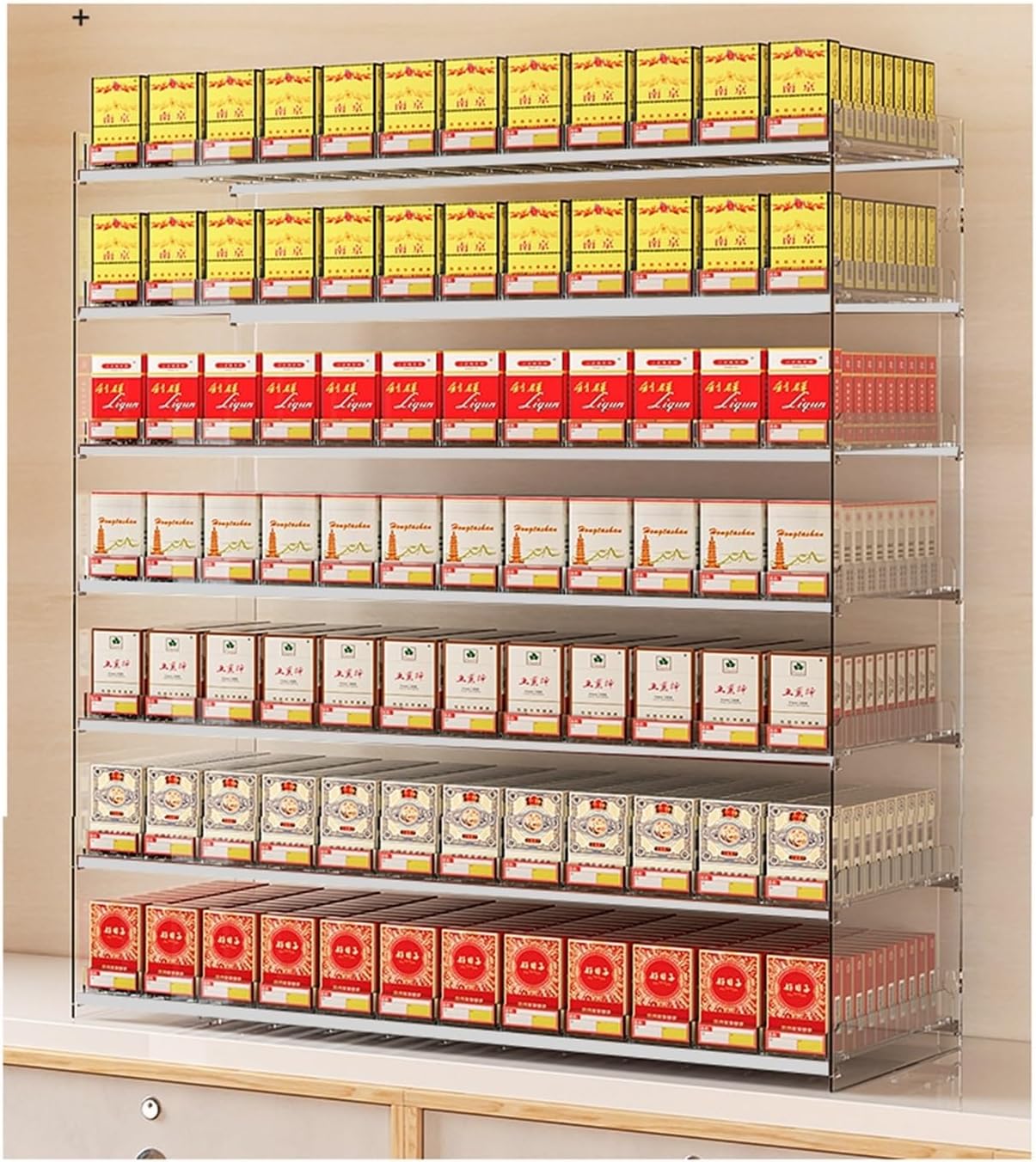 Acrylic Display Case for Cigarettes & Candy - Sturdy Retail Countertop Holder, Easy Installation, Clear, 73.5x28.4x98cm - Ideal for Supermarkets & Stores