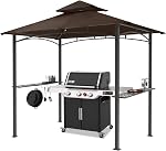 MASTERCANOPY Grill Gazebo 8 x 5 Extérieur à deux niveaux BBQ Gazebo Canopy avec LED Lumière (Brown)