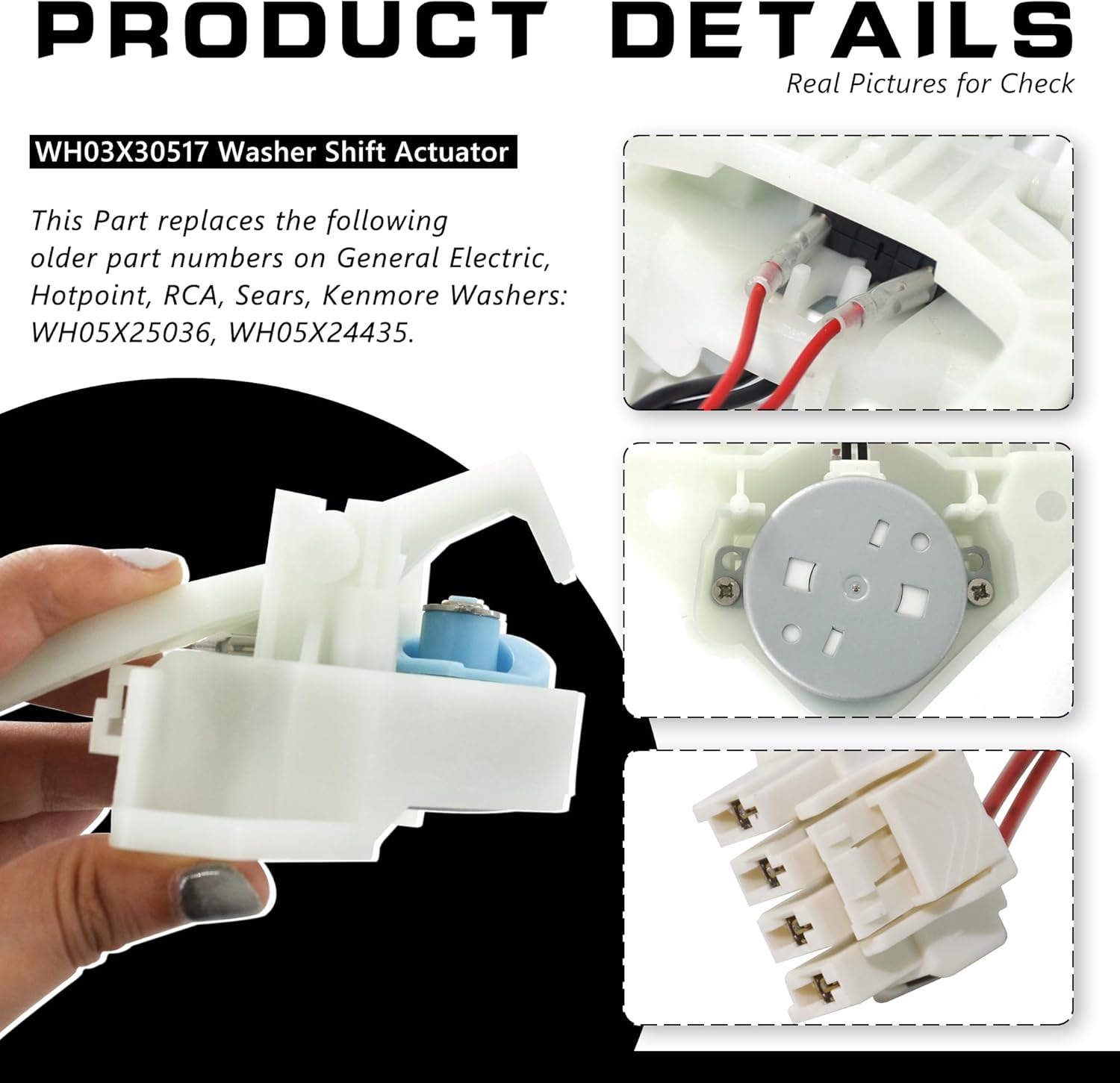 WH03X30517 Washer Shift Actuator, WH01X27538 Drive Belt, WH05X24185 Clutch, WH01X24434 Spring, WH03X32097 Transmission Drive Pulley And Nut Compatible with GE Washing Machine Parts Set 5PCS