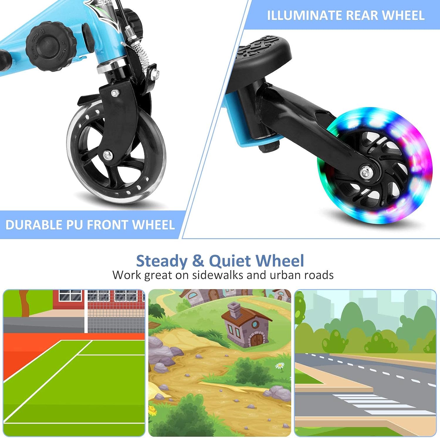 Free Shipping Offer WOOKRAYS Swing Wiggle Scooter for Kids, Adjustable 3 Wheels Foldable Push Drifting Scooter with 2 Rear LED Wheels Kick Speeder for Kid Ages 3 Years Old and Up