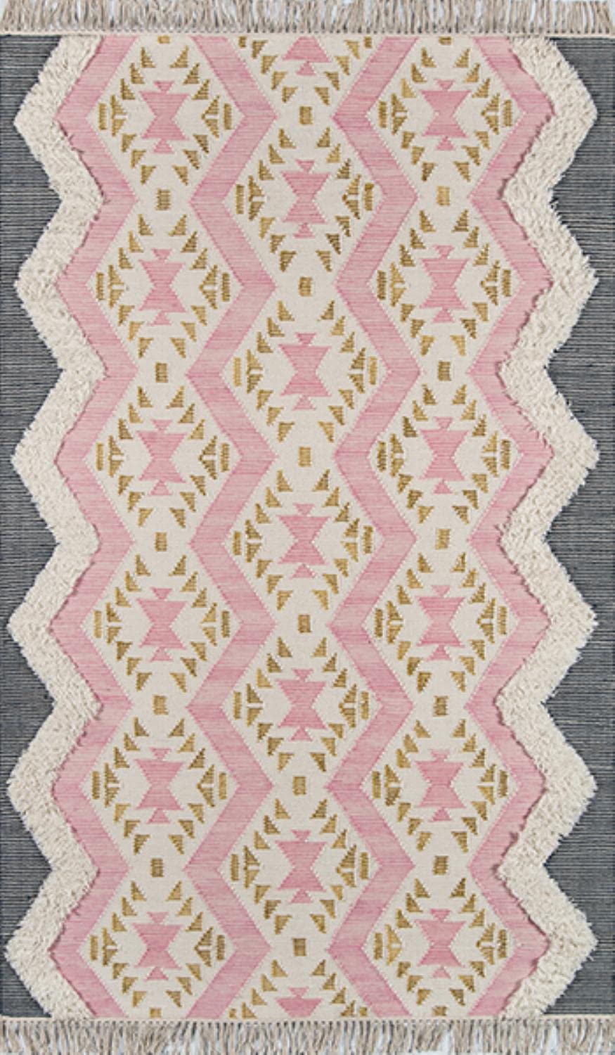by Momeni Indio 100% Wool Hand Made Contemporary Area Rug, 2'3" X 7'10" Runner, Pink