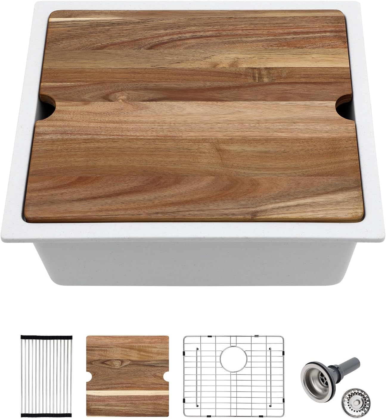 30"x19" Granite Composite Kitchen Sink Granite Matte Black Quartz Undermount Workstation Ledge Kitchen Sink Modern Under Counter Single Bowl Deep Basin