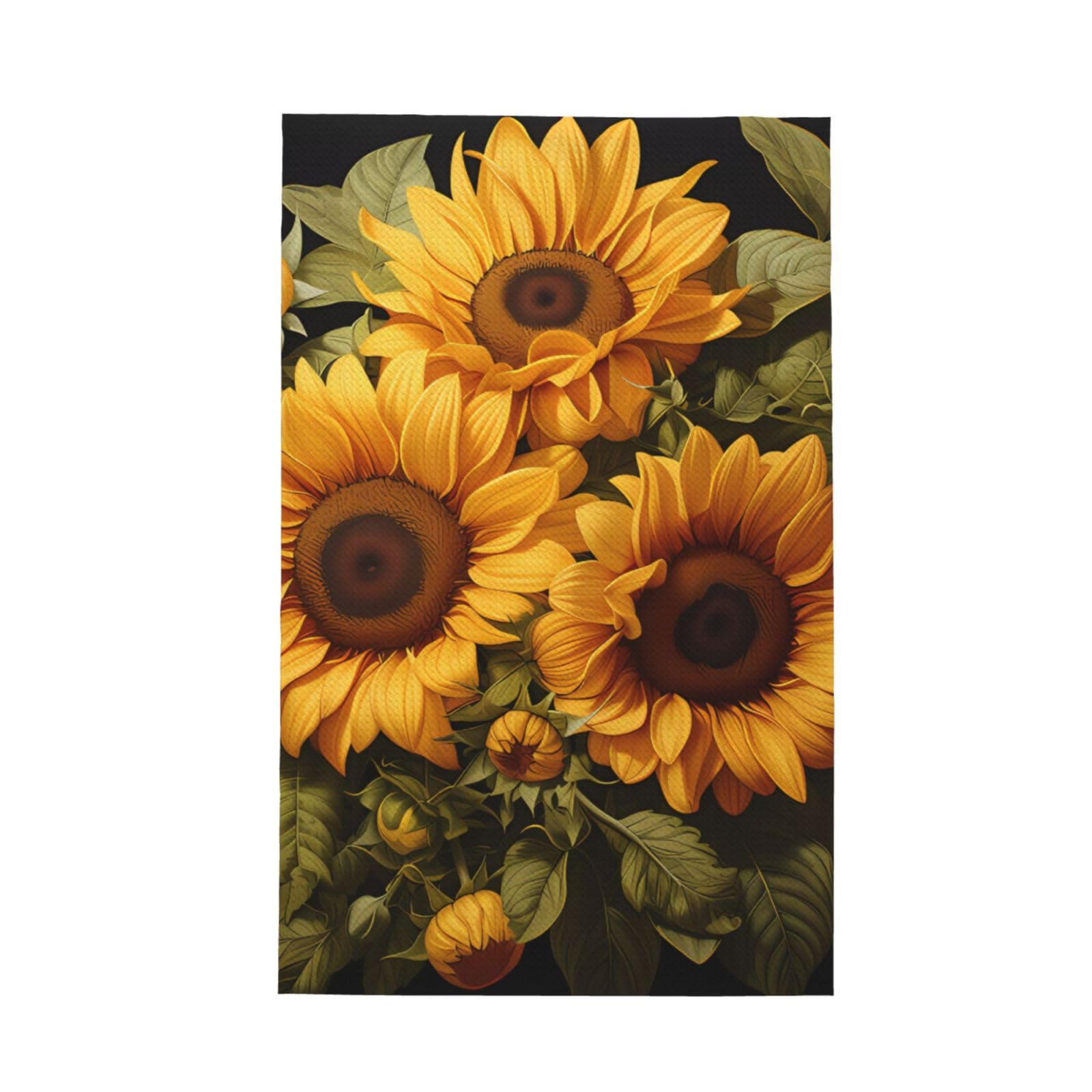 with the yellow sunflower Super Absorbent Microfibre Waffle Towels Fast Drying Dish Cloths Home Cafe Barista