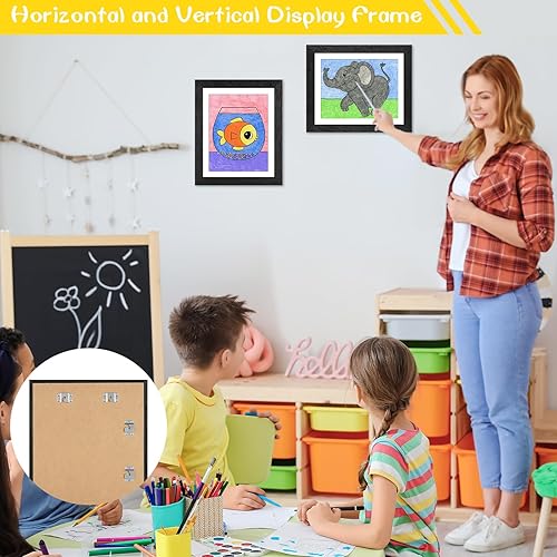Vista 30 de Paquete de 2 marcos de arte para niños, color blanco, de 10 x 12.5 pulgadas, 8.5 x 11 pulgadas, marco de exhibición de obras de arte infantil