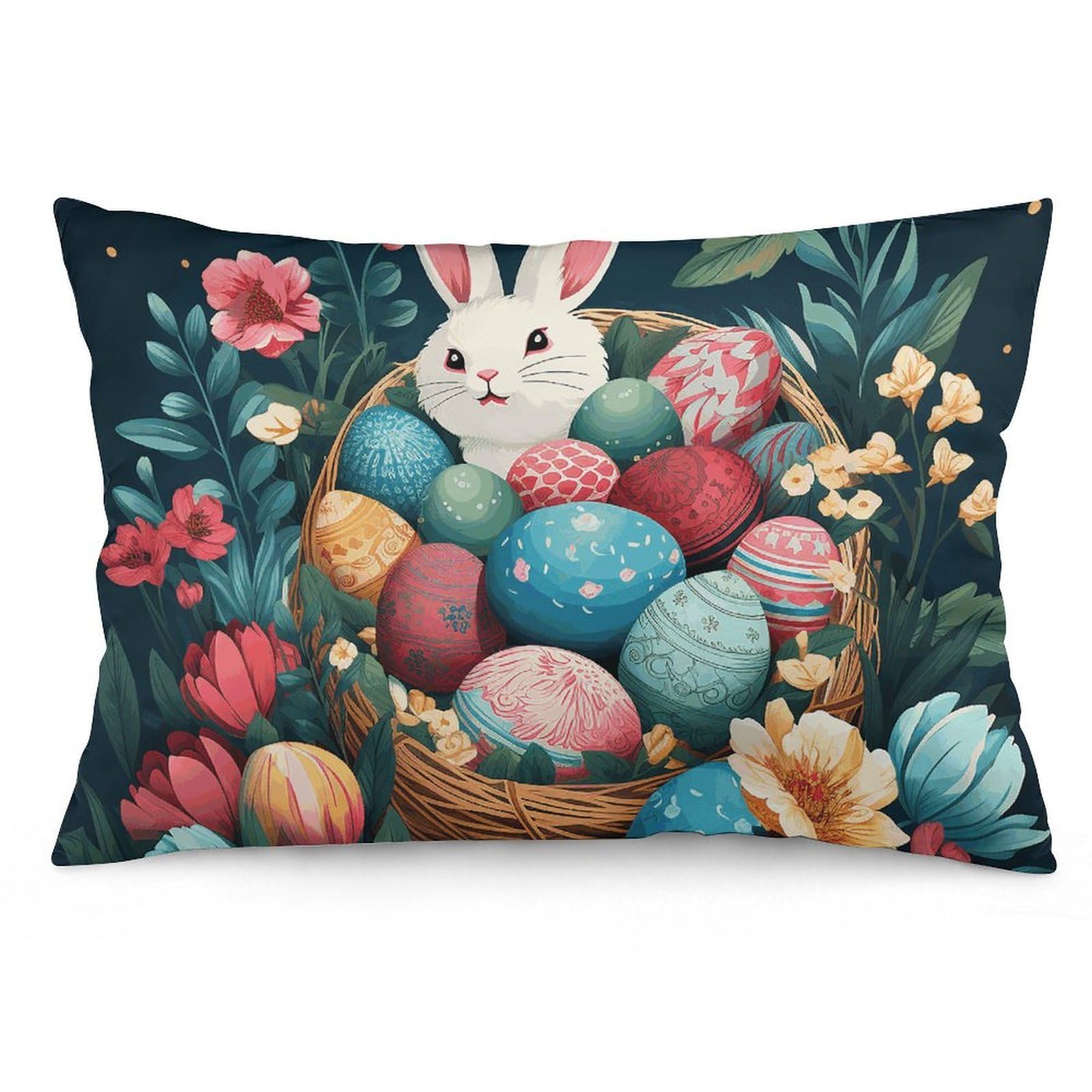 NTVOWPZO 2 Pack Decoration Throw Pillow Covers 16 "x24 Pillowcases Covers Basket and Easter Eggs Pillowcases Modern Farmhouse Home Decor Sofa Cushions Covers for Couch Bed Living Room
