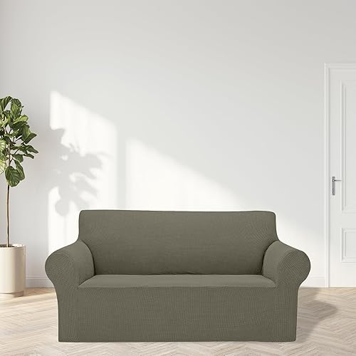 Vista 36 de Cupuamon Fundas elásticas para sofá de 3 cojines, funda protectora de muebles con parte inferior elástica de tela jacquard a cuadros pequeños