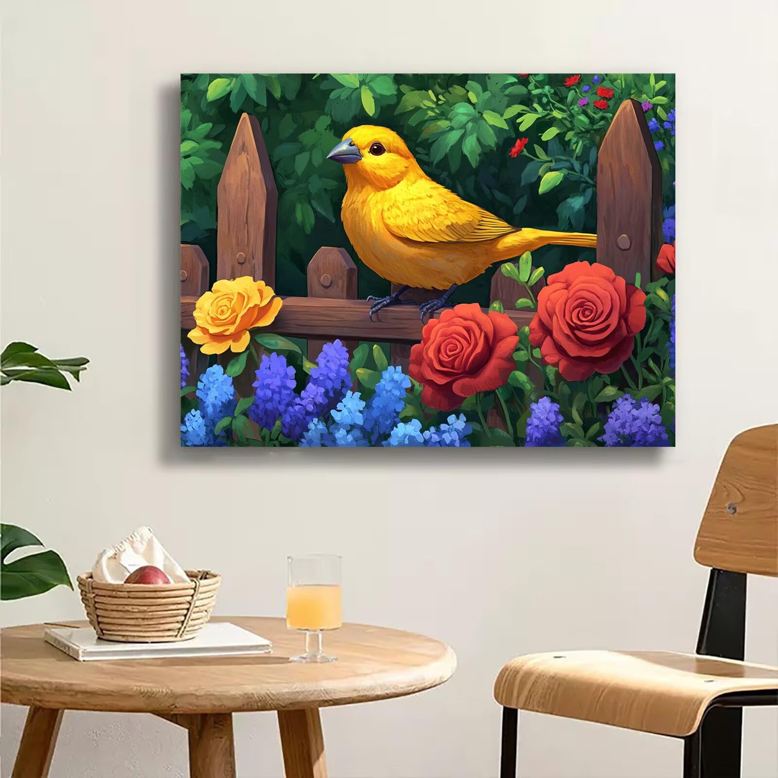 Dipingere con i Numeri Adulti fiore uccello, Quadri da Dipingere Numerati Fai Da Te per Principianti e Adultis, Olio La Pittura di Numeri Kit, Hobby Creativi Adulti, Decorazioni Casa 90x120cm Q3S-306