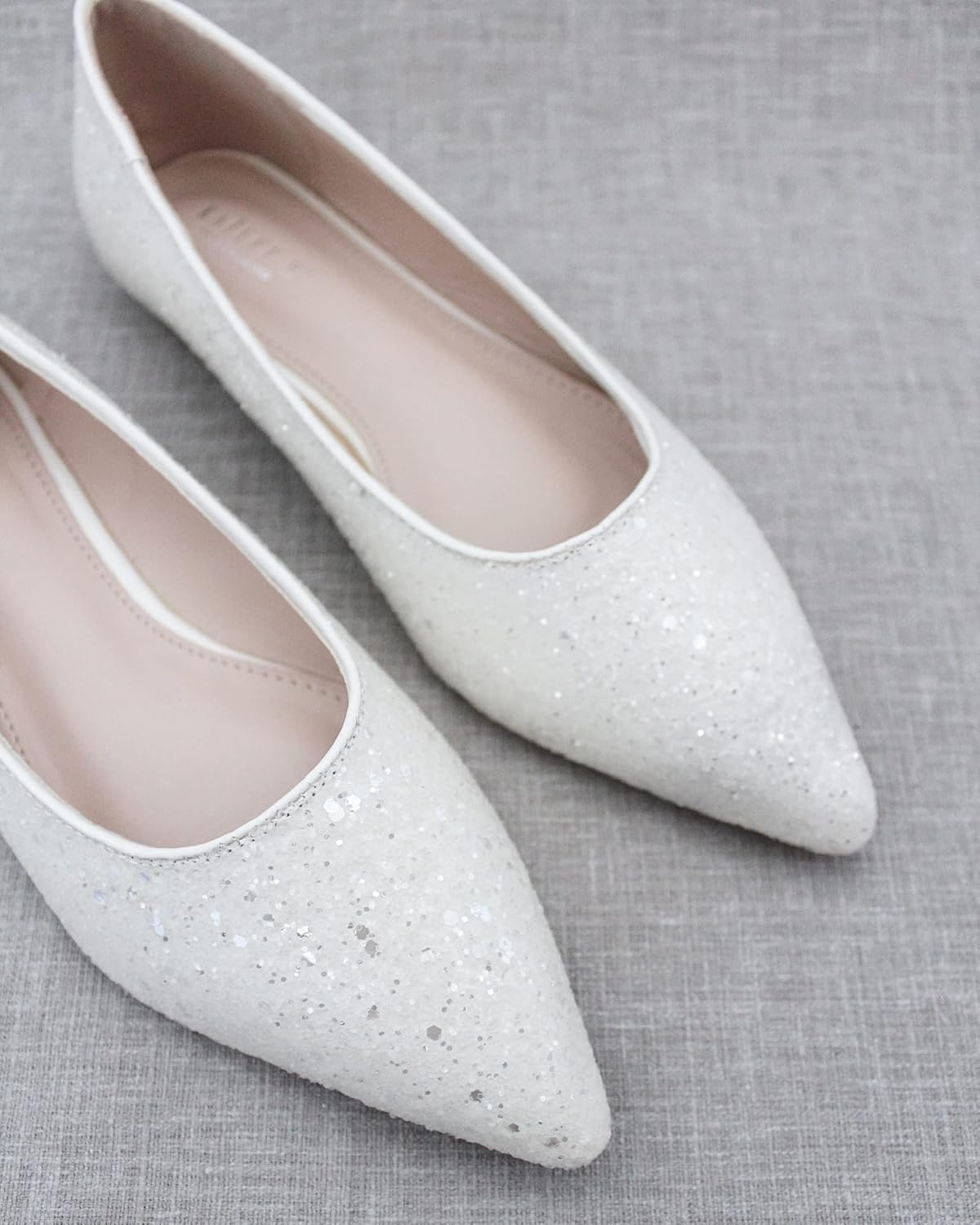 KAILEE P Pointy Toe Glitter Flats, Bridal Shoes, Women Flats, Bridesmaids Shoes