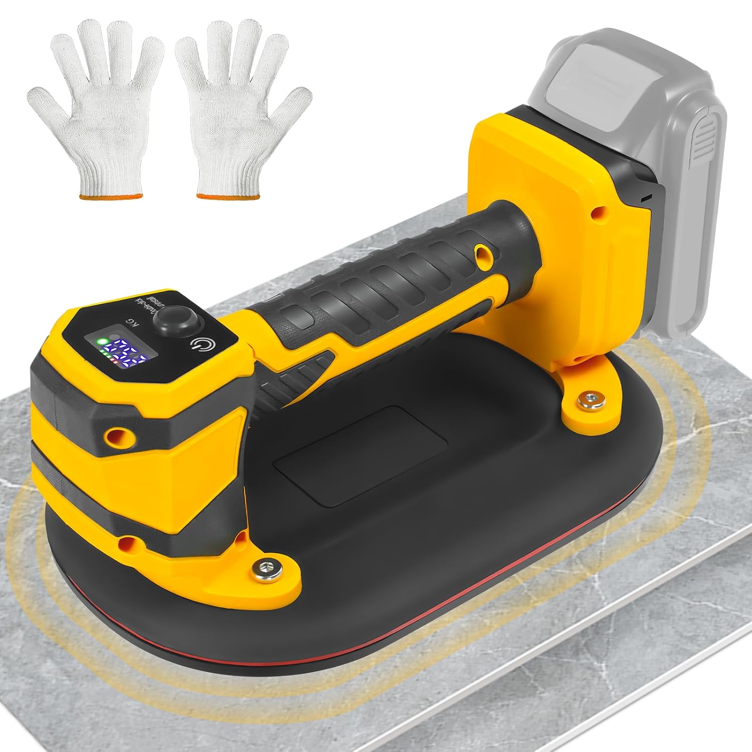 Cordless Electric Vacuum Suction Cup, 550LBS/250kg Max Load Heavy Duty Lifter Compatible with DEWALT 20V Battery, Smart One-Button Suction Tool for Glass Tile Marble Wood Metal (Tool Only)