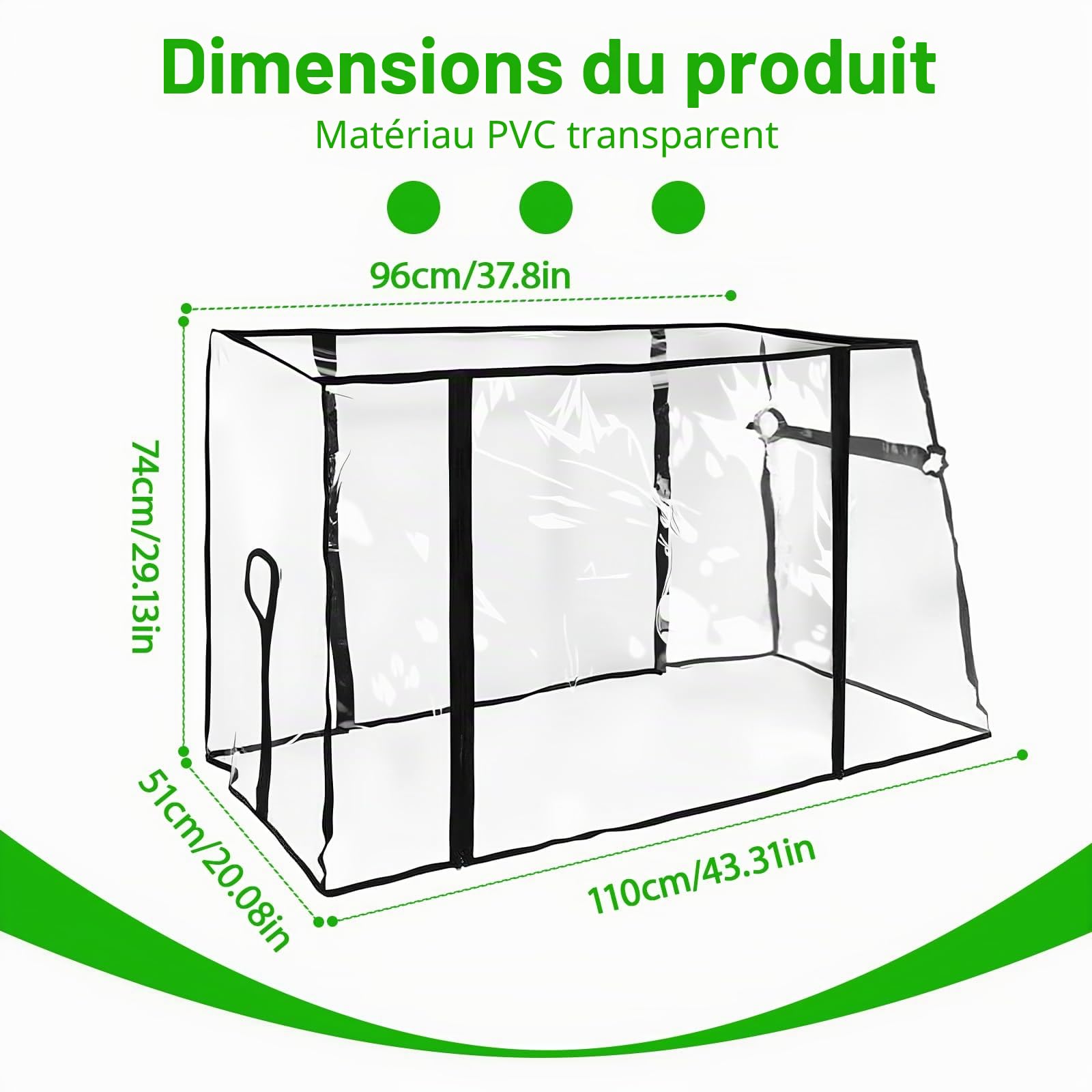 Housse de Pluie pour Chariot Pliable, Housse de Pluie Pliable Universelle, Accessoires pour Chariot à Bras Transparente Anti-Poussière et Anti-Neige