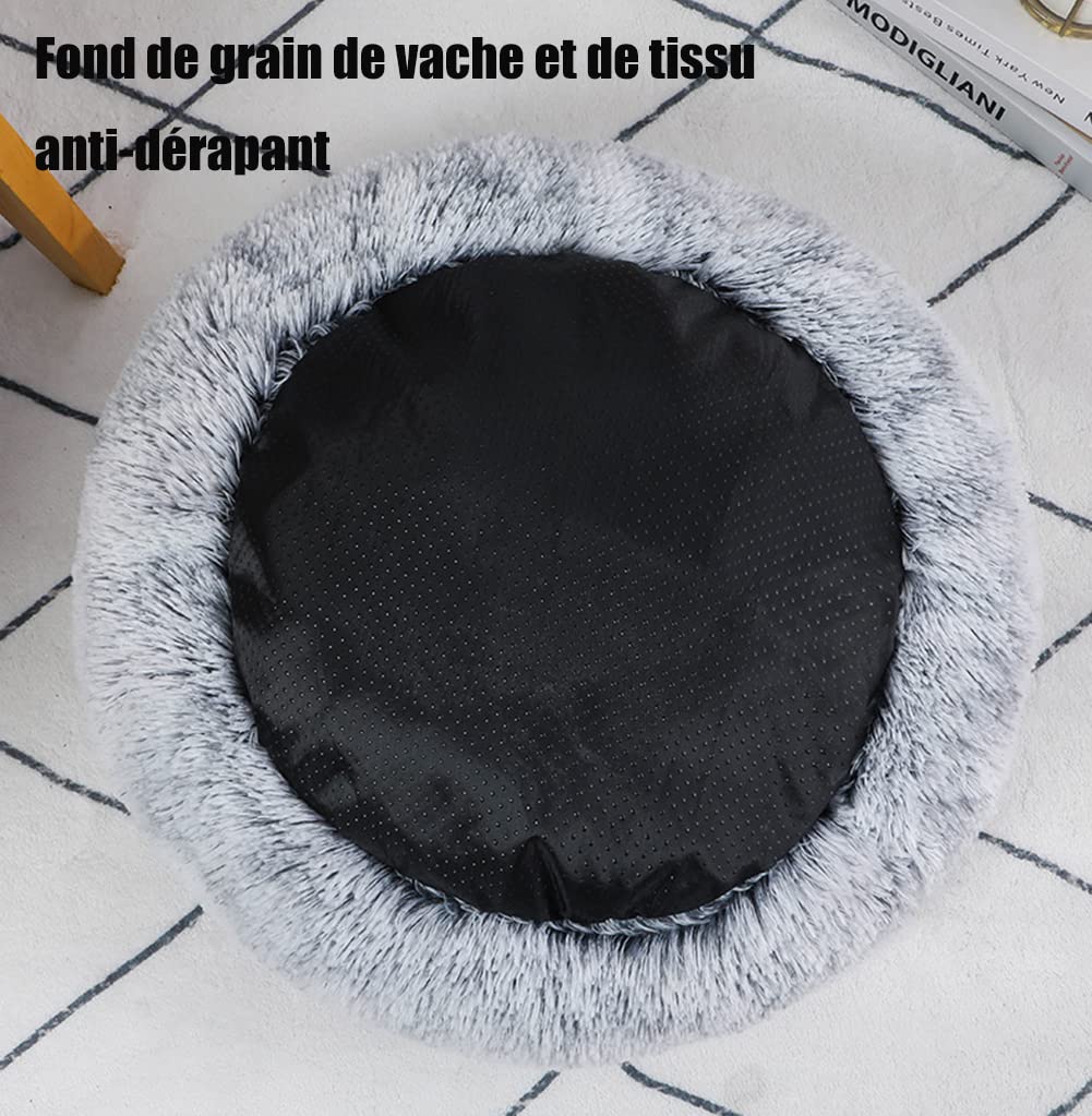 Panier Donut Pour Chien Et Chat - Doudou Anti-stress, Fond Antidérapant - Gris Foncé 80cm - 8