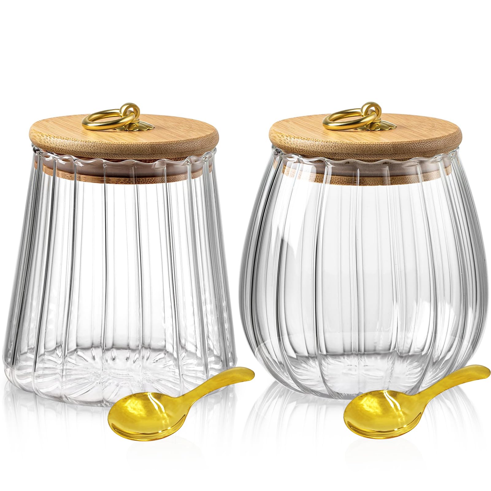 Viovian 22 & 25 FL OZ | Glass Storage Jars with Bamboo Lids Sugar Coffee Containers Set of 2 Clear Decorative Jar Canister for Foods Cookie Candy Nuts Snacks