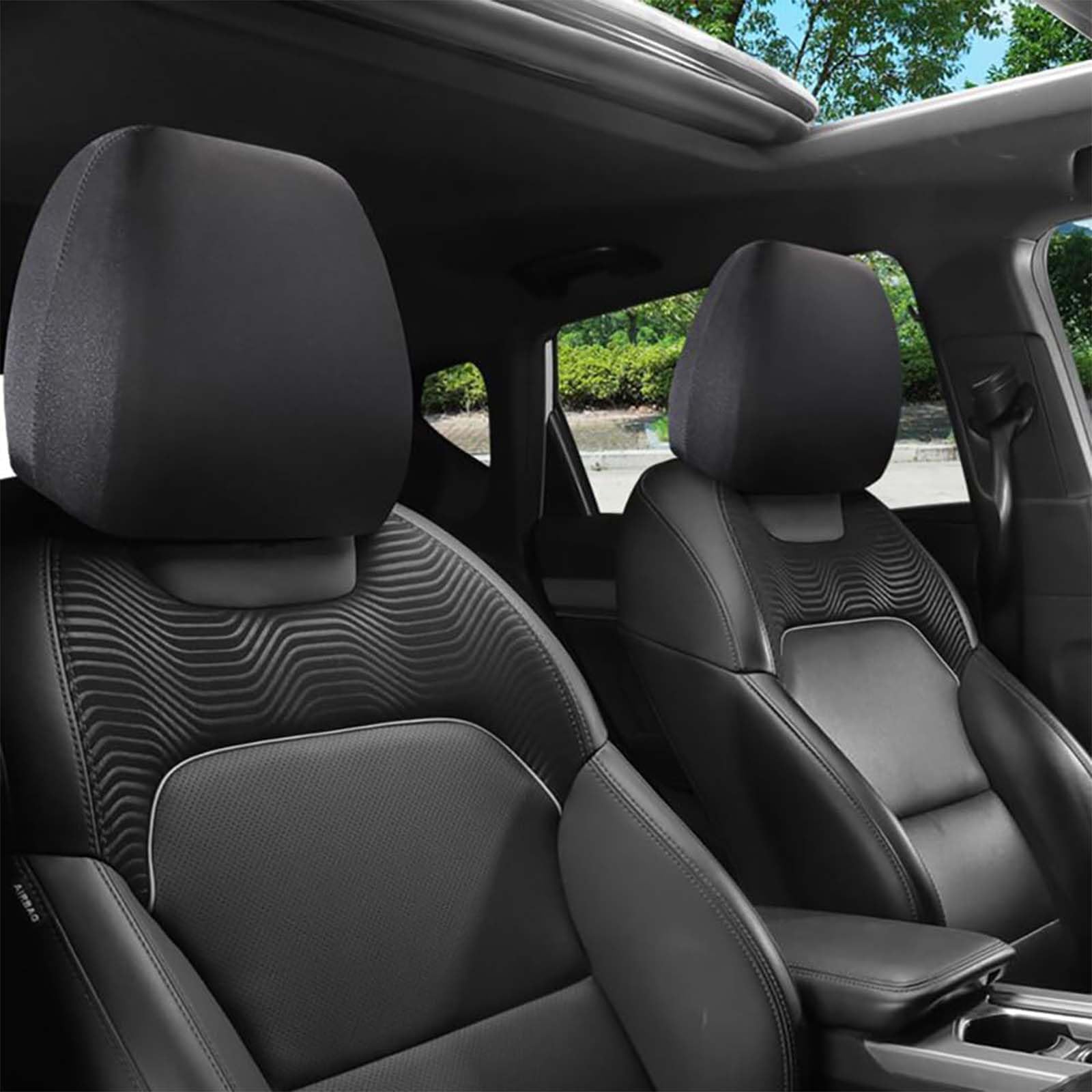 TRQCHIPS for Hyundai Tucson 4.Gen (NX4) 2021 2022 2023 2024 SWB Car Headrest Covers 2 Pack, Head Rest Protectors with Elastic Band, Split Headrest Sleeves for Car Seats,A