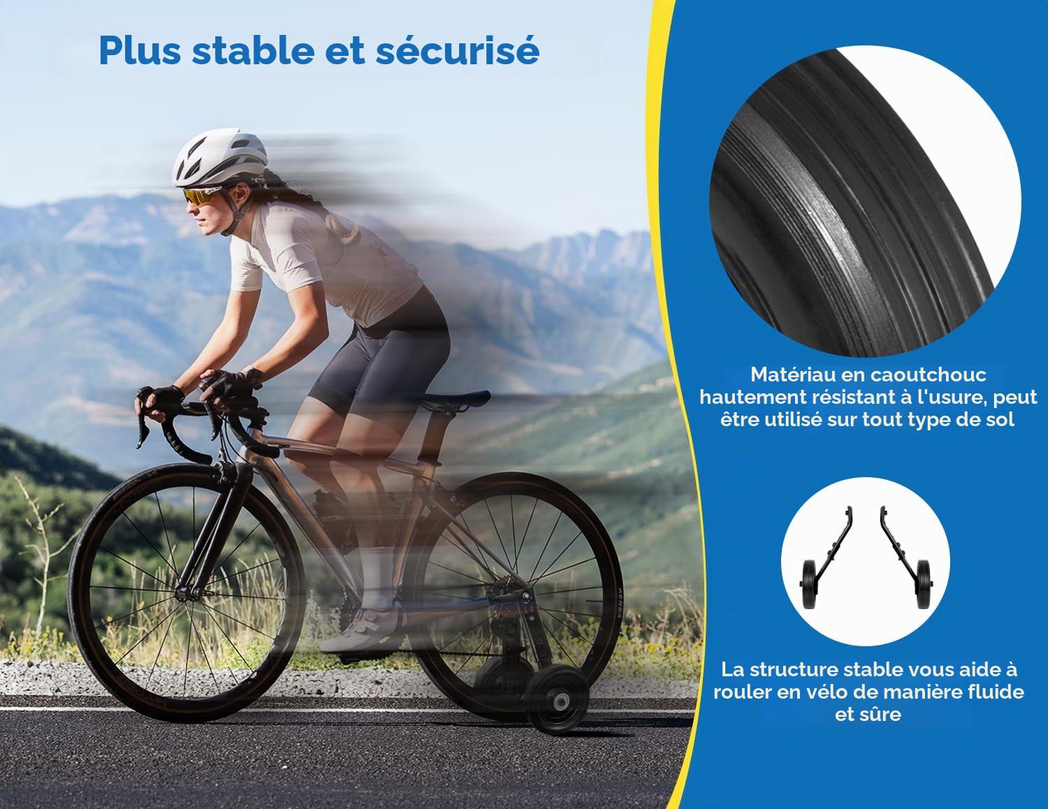 MOSHAY Roue de vélo pour adulte - Convient pour les roues de vélo épaisses de moins de 300 livres - 24 26 28 29 pouces - Acier inoxydable haute performance (noir)