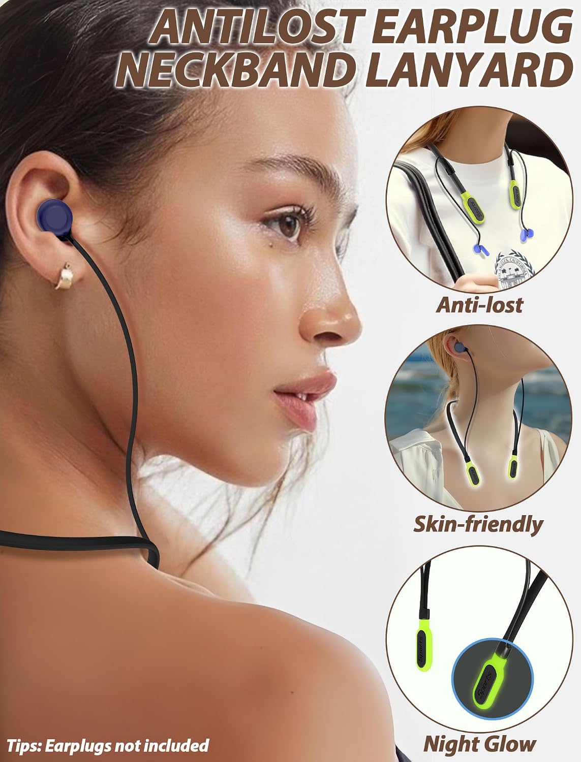 HALLEAST Earplugs Cord, Anti-Lost Earplug Lanyard Neckband image 2
