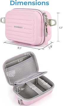 BAGSMART Digital Camera Case, Protective & Waterproof Small Camera Case with Shoulder Strap, Lightweight Camera Sling Bag for Canon PowerShot ELPH 180/190 / Sony DSCW800/DSCW830 - Pink
