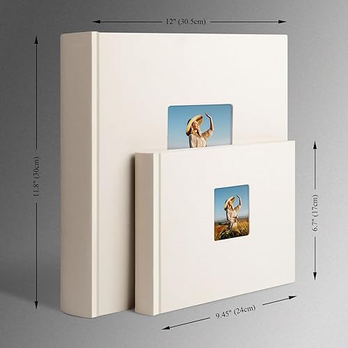 Miniatura 5 de Álbum de fotos con espacio de escritura, álbum de fotos de alta calidad, 40 páginas para 3 x 5, 4 x 6, 5 x 7 pulgadas, cubierta de lino con ventana,